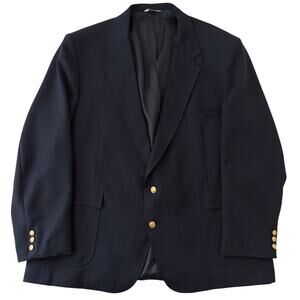 Vtg Alexander Lloyd Boston Navy Blazer Mens 44L Hopsack USA Gold Buttons Preppy